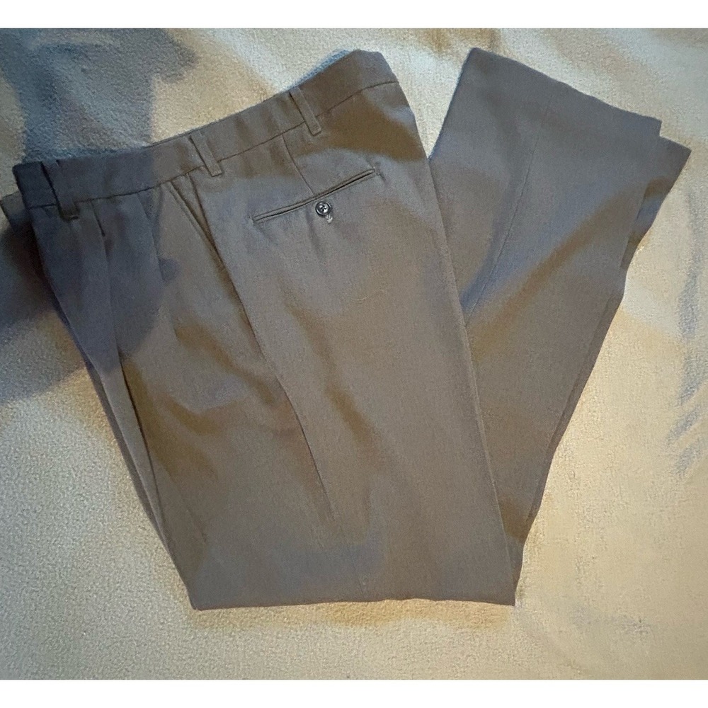 Vtg Botany 500 Easy Care Dress Pants Gray‎ Wrinkle Free Wool Blend 36 x 32 USA